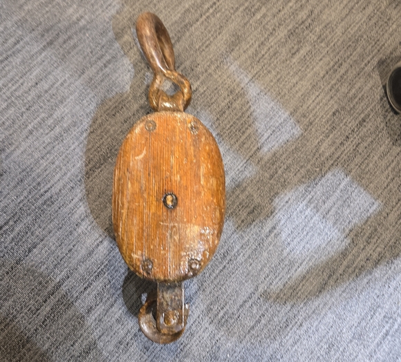 Antique Rustic Wooden Pulley Home Accent